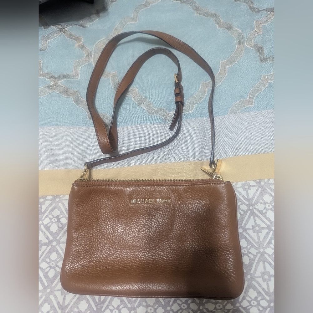 Michael Kors Brown Leather Crossbody Bag with Adjustable Strap